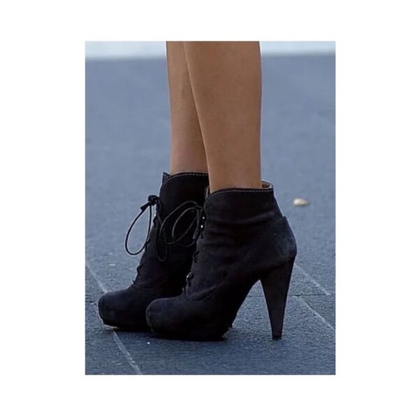 Proenza Schouler Shoes - PROENZA SCHOULER Suede Platform Lace-Up square toe gray Booties size 10 ITALY